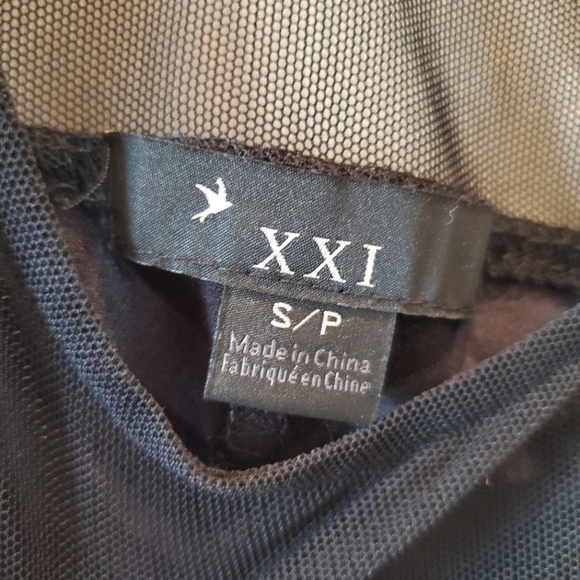 XXI Black and Grey Corset Style Mesh Top (S) - Picture 3 of 3